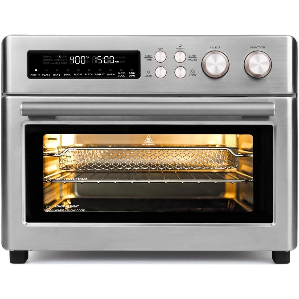 

Infrared heated air skillet oven, large countertop convection oven 10 in 1 combination, easy to clean