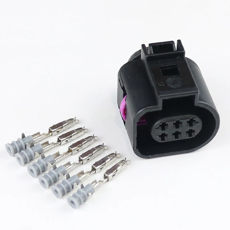 Auto Temp Sensor Plug AC Assembly Waterproof Electrical Wire Connector For Car Truck VW 1 Set 6 Pin 1.5mm 3B0973813 1J0973713