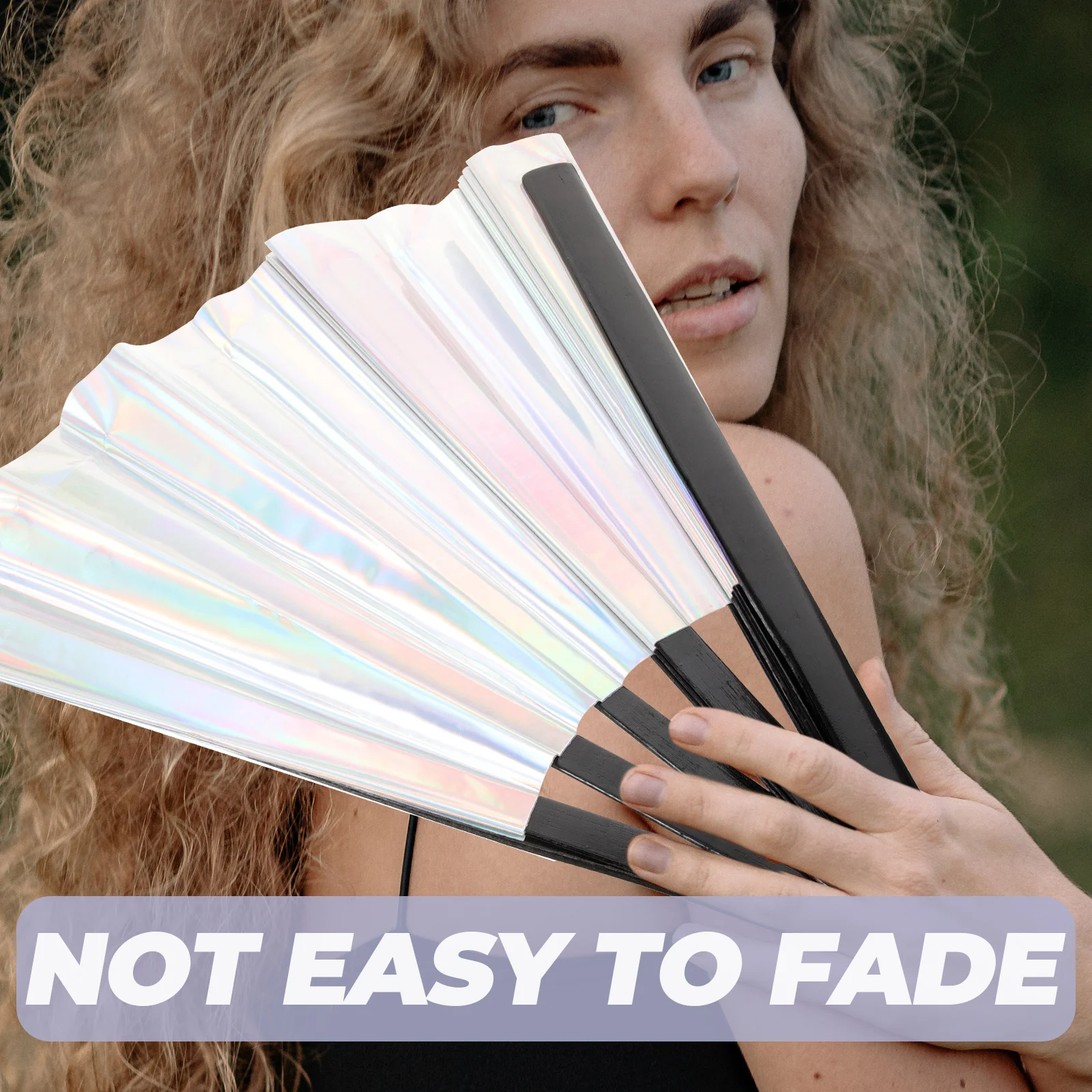 

Folding H Bamboo Bone PVC Creative Wedding Party Decoration Folding Fan Foldable Dancing Accessories Plastic Fan