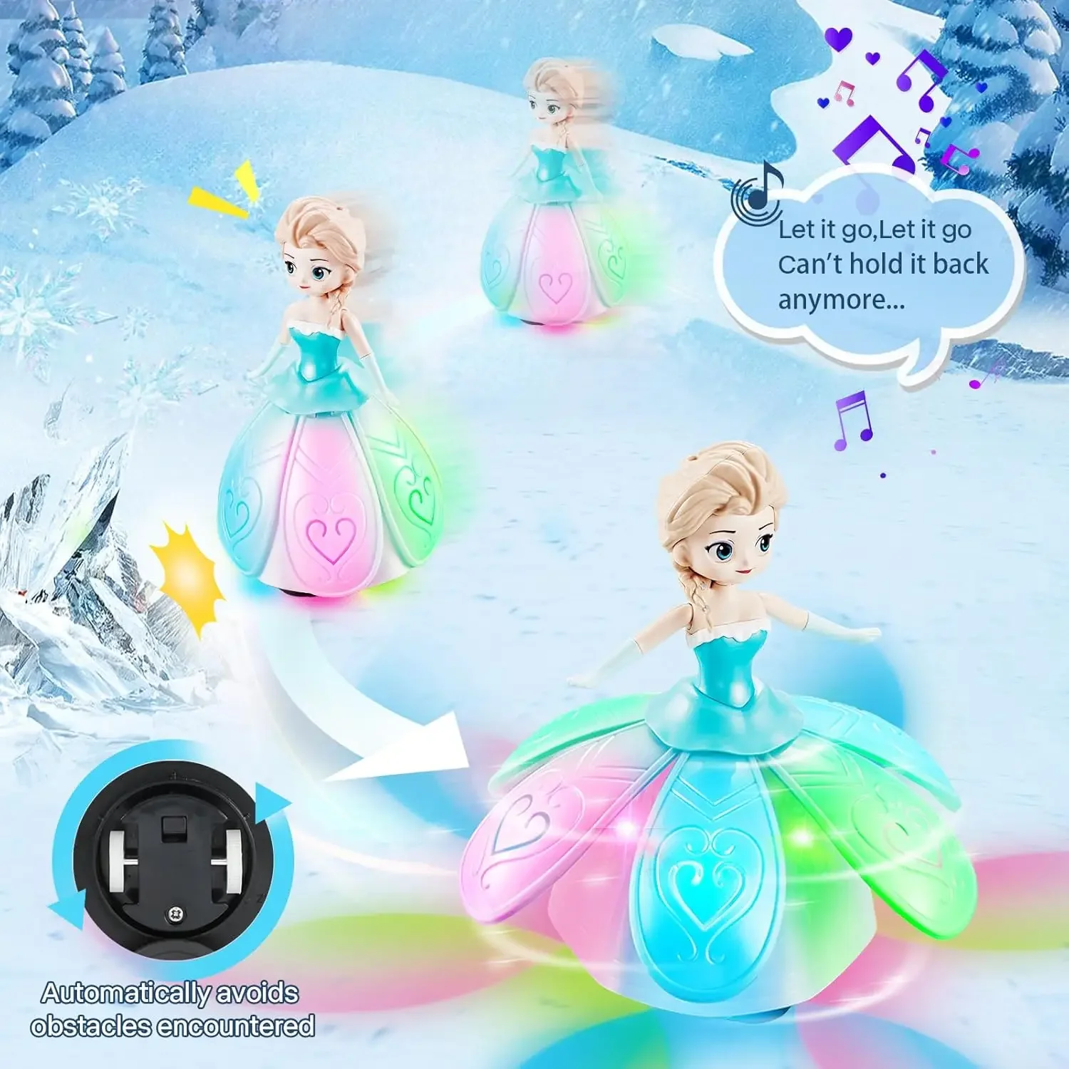 Dancing Princess Interactive Spin Robot Toys for Little Girls with Colorful Flashing Lights & Music,Pretend Birthday Gift Kid