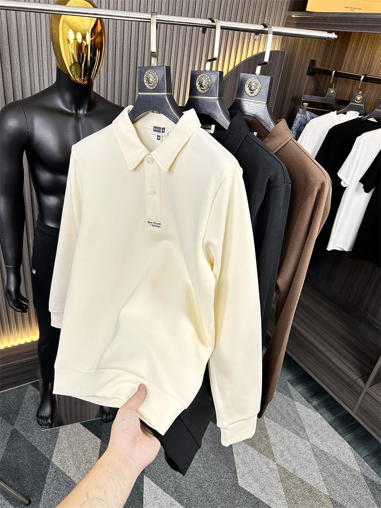 

Fashionable Milk Silk Hoodie High Gram Air Layer Men's Pure Color Versatile Autumn Season Loose Fit Style Daily Wear