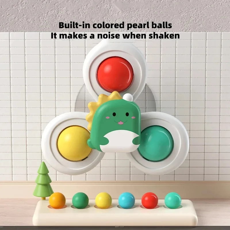 Ensemble de 3 jouets rotatifs à ventouse, animaux de dessin animé, pour enfants, fenêtre, chaise haute, plateau, Table de bain, voyage, cadeau pour enfants