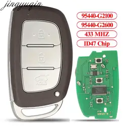 Jingyuqin 95440-G2100 95440-G2600 Remote Car Key Alarm 433MHZ ID47 For Hyundai Ioniq 2019 3 Button Smart Keyless Entry Fob