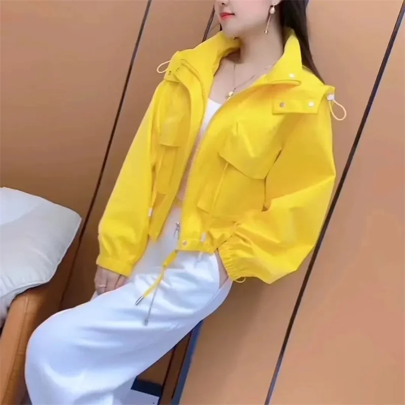 Korean Female Loose Hooded Jacket Spring Autumn Ladies Short Stormtrooper Tops Coat Women Fashion Leisure Long Sleeves Outwear
