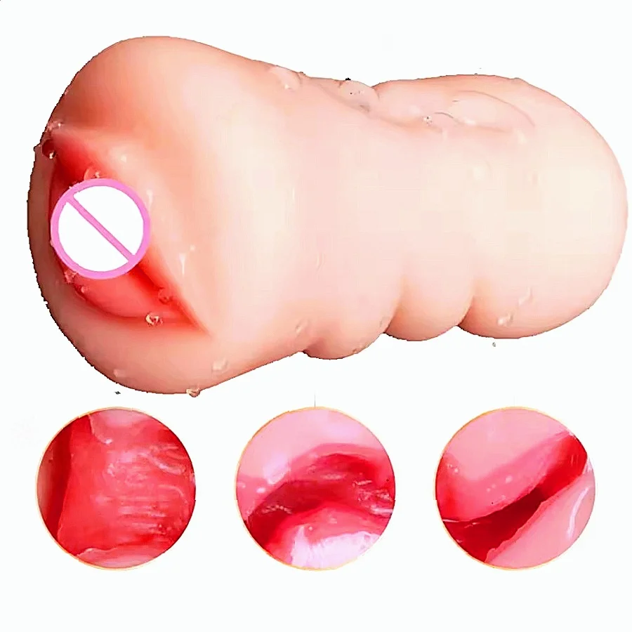 المهبل الشرج المزدوج دخول ذكر الاستمناء جيب كس الاصطناعي اللسان كوب الترا لينة مادة TPE قنوات متعددة الملمس #4