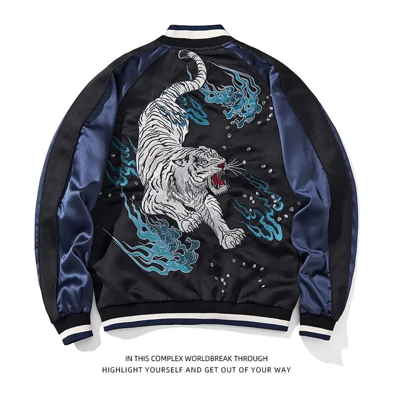 

Heavy Embroidery Jaet Outerwear Hamamatsu Traditional Tattoo Design ex New Sle Long Sve Zipper Closure Baseball Co...