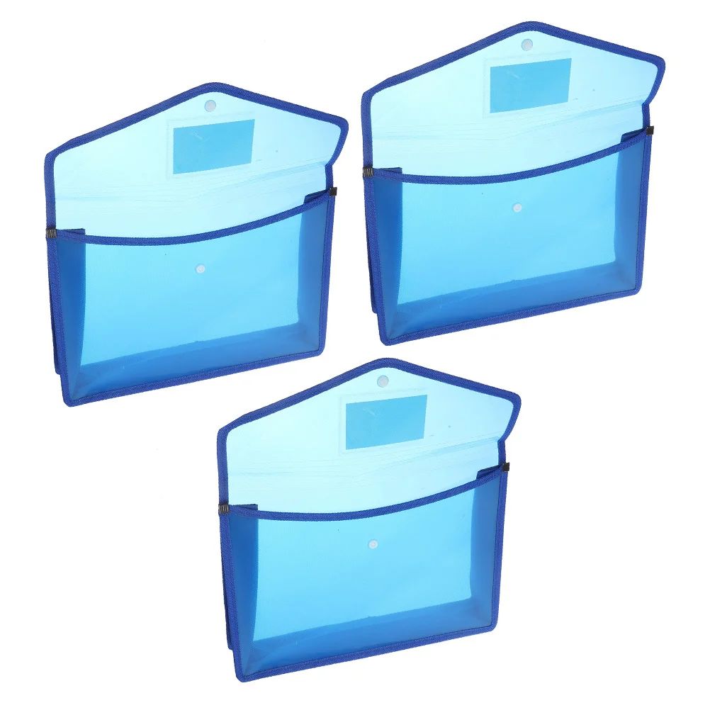 Bolsa de archivo A4, carpetas de malla para documentos, contenedores con tapas, estuche de transporte con botón a presión, 3 uds.