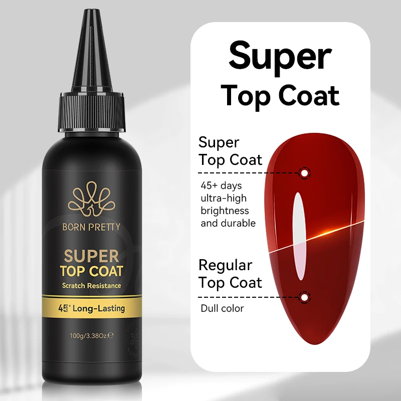 BORN PRETTY 100g Super Top Coat Ultra Shine Top Coat 6 in 1 Strong Nail Tips Gel Adhesive Press On Nails Manicure