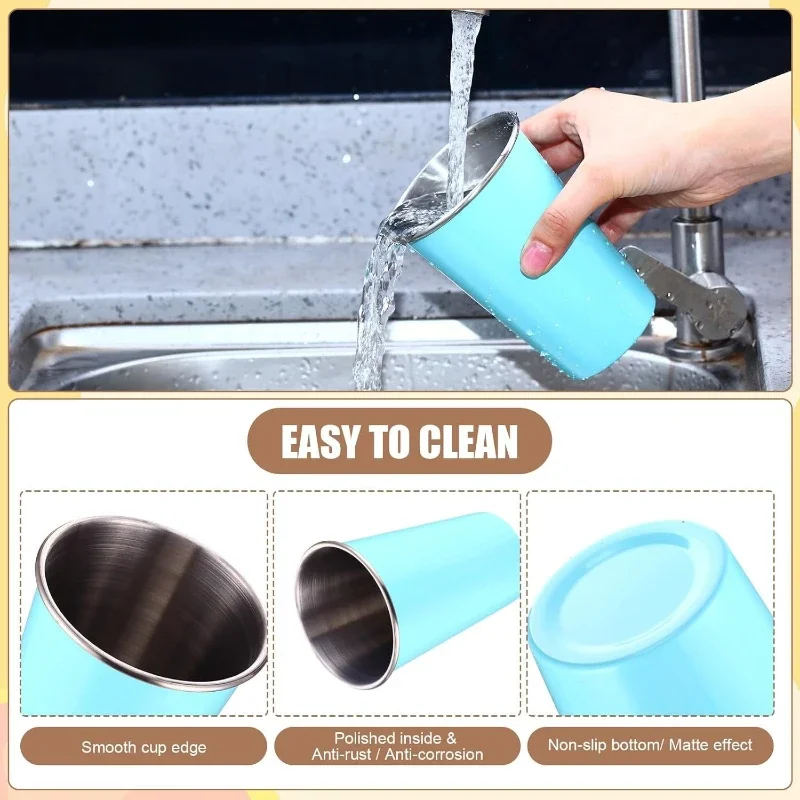 500ml Stainless Steel Beer Cup Shatterproof Drinking Cups Metal Drinking Glasses Portable Single-layer Rolled Edge Picnic Mugs