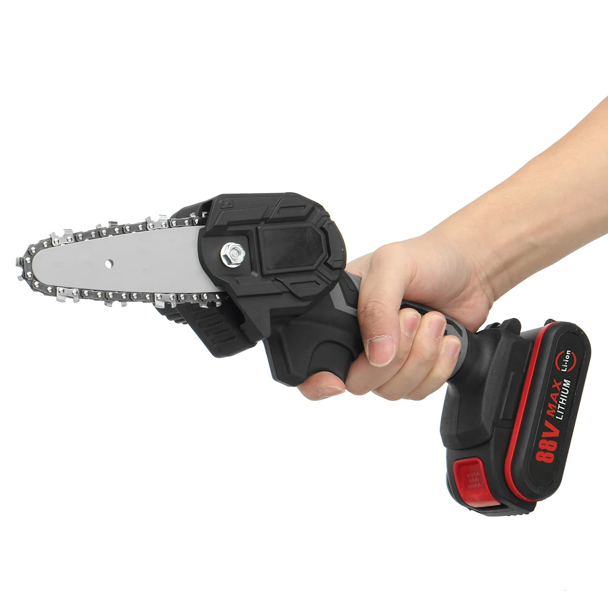 1200W 4 pollici 88VF Mini sega elettrica sega a catena con 1/2 batteria ricaricabile una sola mano lavorazione del legno potatura attrezzo da giardino spina europea