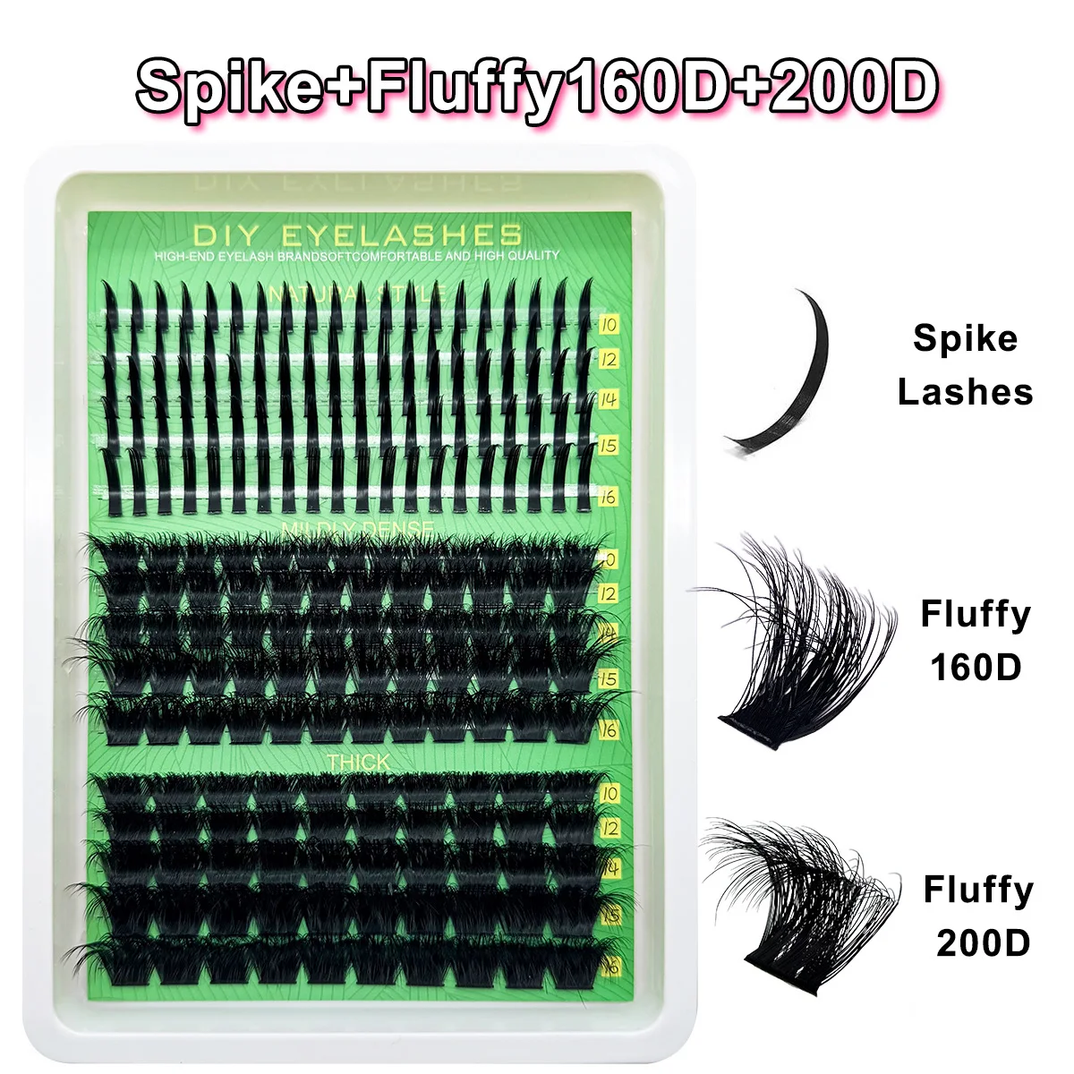 HBZGTLAD Flauschige Wimperncluster 200D-60D Volumen-Wimperncluster Einzelne Wimperncluster Verlängerte Wimperncluster DIY Fairy/Manga Wimpern wiederverwendbar