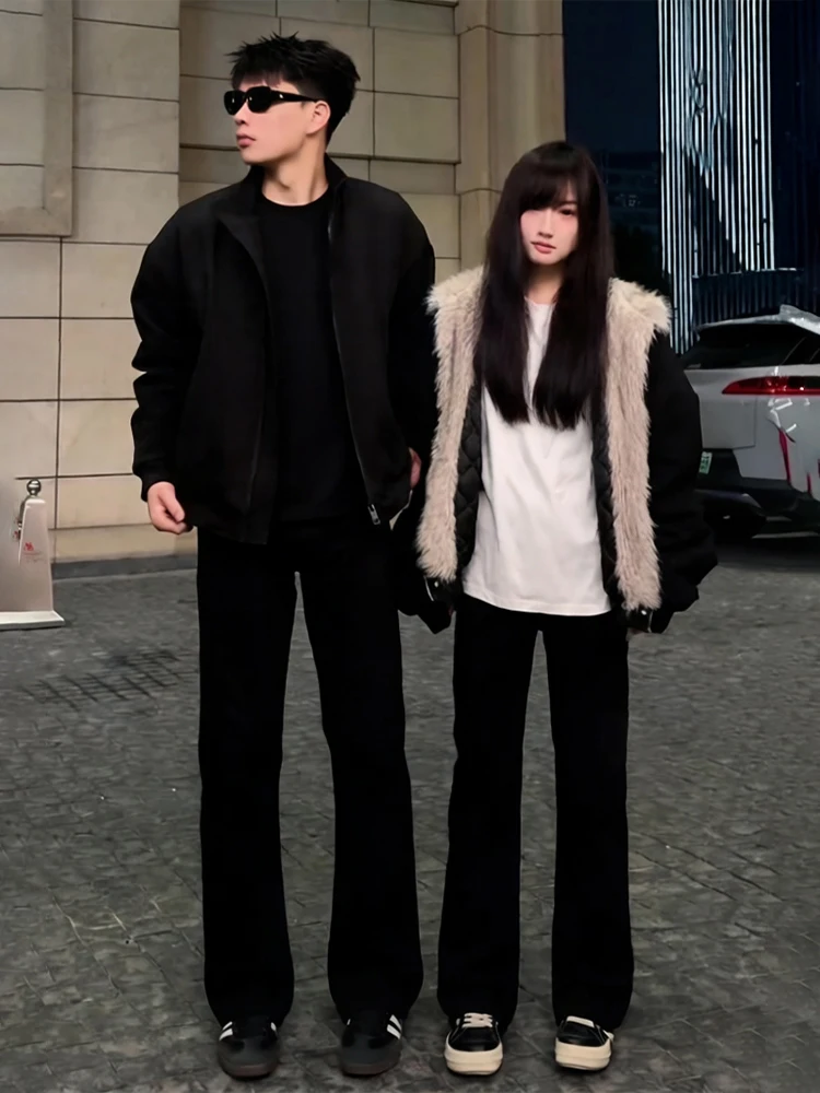 

Bla Thiened Straight Leg Jeans Men's Autumn Winter American Vibe Sle Trousers Slim Fit Bootcut Pants Le Blade Knife