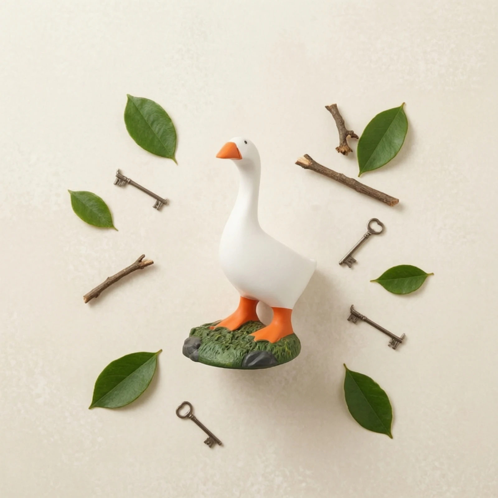 Duck Key Holder Playful Attractive Key Holder Duck Statue Funny Figurine Compact for Entryway, Desk