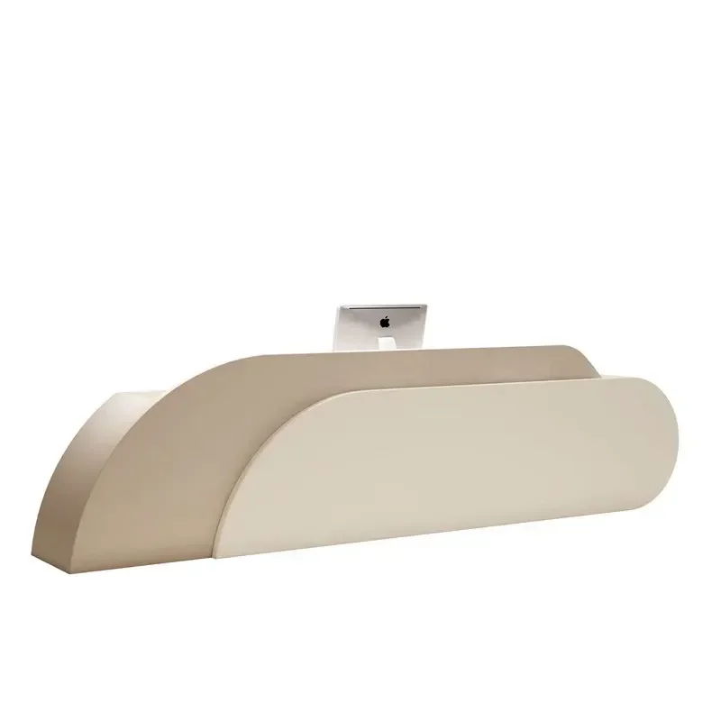 

salon cashier, curved clothing store, bar counter, manicure yoga studio, dance studio, company front desk