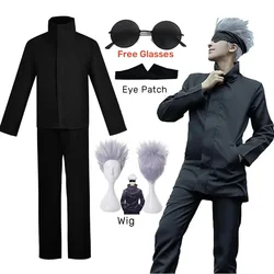 Anime Jujutsu Manga Gojo Satoru Cosplay Costume Eye Patch Wigs Glasses Suit Halloween Costumes for Men