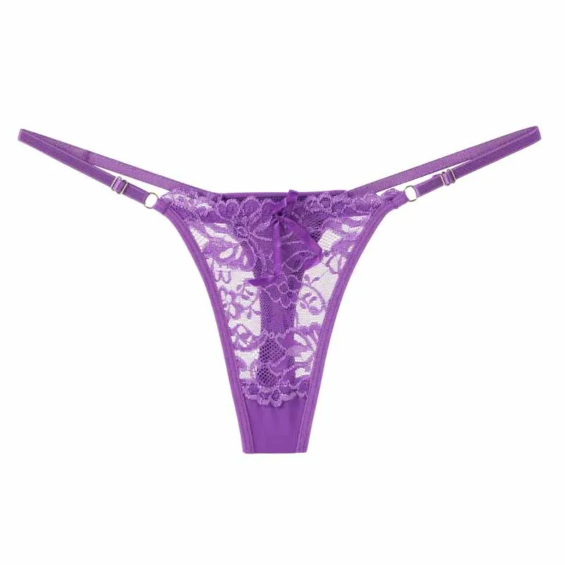 

KUCLUT Adjustable Lingerie Women Low Rise Lace Thongs Female Breathable Perspective Underpants Sexy Hollow Out Thin Underwear