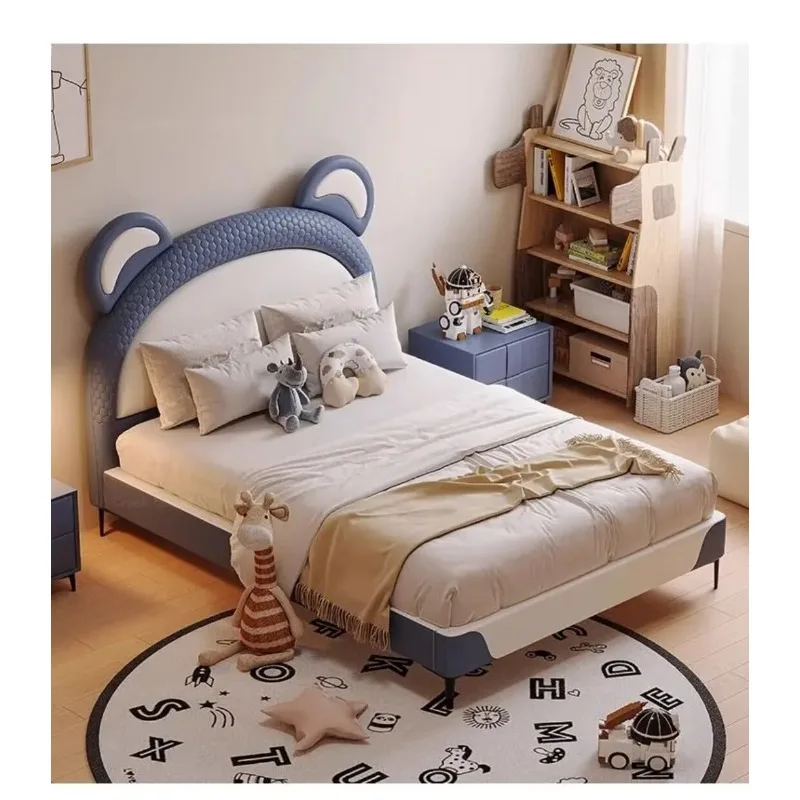 Cream wind pull point bed 1.35m boy girl princess bed 1.8m leather bed