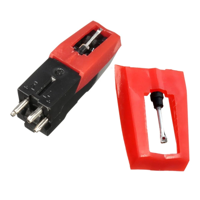 AUFSTIEG-2 Pcs Plattenspieler Diamant Stylus Für Phonographen Plattenspieler Vinil Lp Schallplatte Nadeln Zubehör Stylus & Red & schwarz