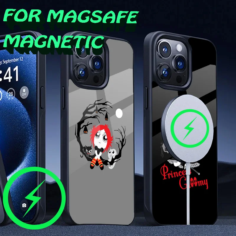 Cute Ruby Gloom Red hair Phone Case For iPhone 16,15,14,13,12,11,Plus,Pro,Max Mini Magsafe Magnetic Wireless Charging