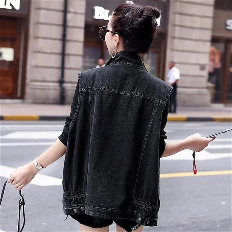 [M-5XL] 2022 Spring and Summer New Fashion Korean Version Loose and Thin Black Waistcoat Casual All-Match Denim Vest Women Tide