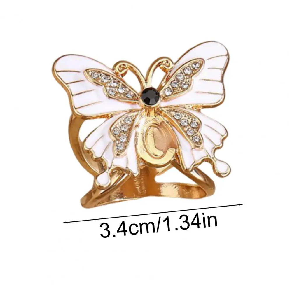 Vintage Style Scarf Ring Enamel Butterfly Scarf Ring Sparkling Rhinestone Scarf Slide Retro Elegant Wrap Holder for Women’s