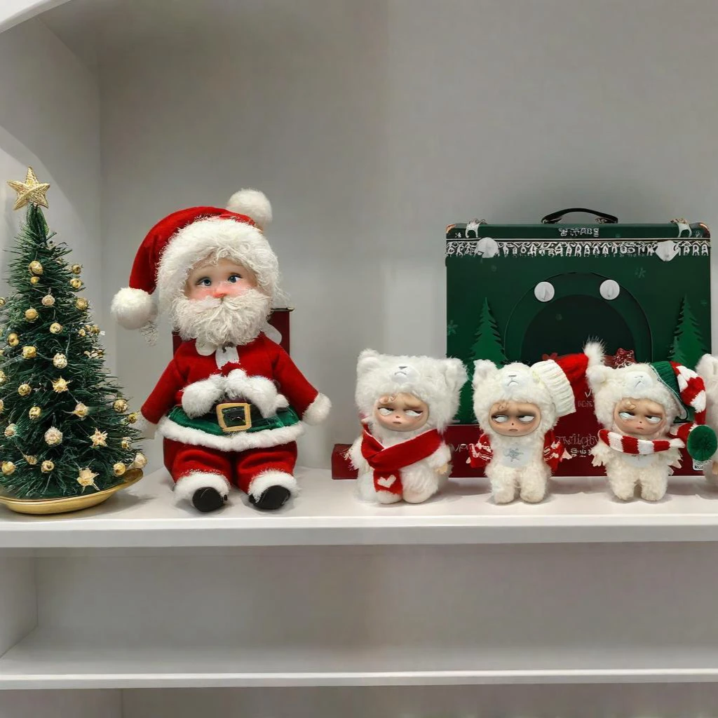 عيد الميلاد الحد بلا أكمام Grumpipi Snowlight Tale سلسلة صندوق أعمى الفينيل أنيمي الشكل الدمى صندوق غامض قلادة الأبيض Grumpipi