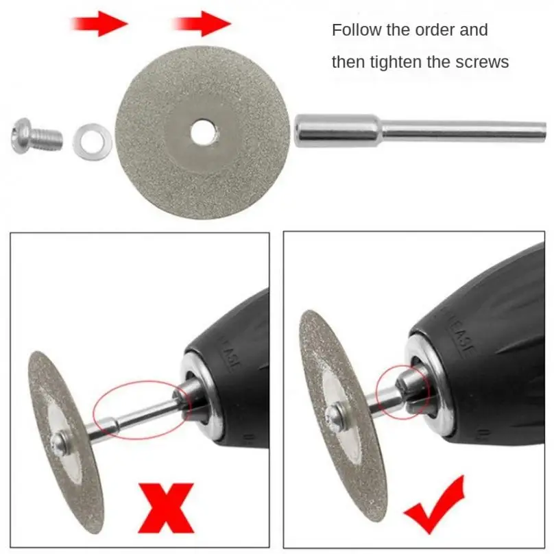 12 pçs/set diamante revestido conjunto roda de corte ferramenta rotativa para corte pedras preciosas/vidro/cerâmica com mandril