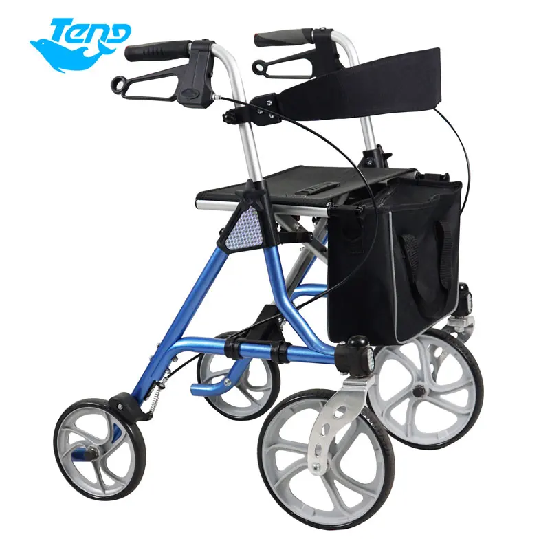 

CE ISO Walking Frame Drive Rolling Walker for Seniors 4-leg Walker Adult Folding Rollator For Disabled Elderly