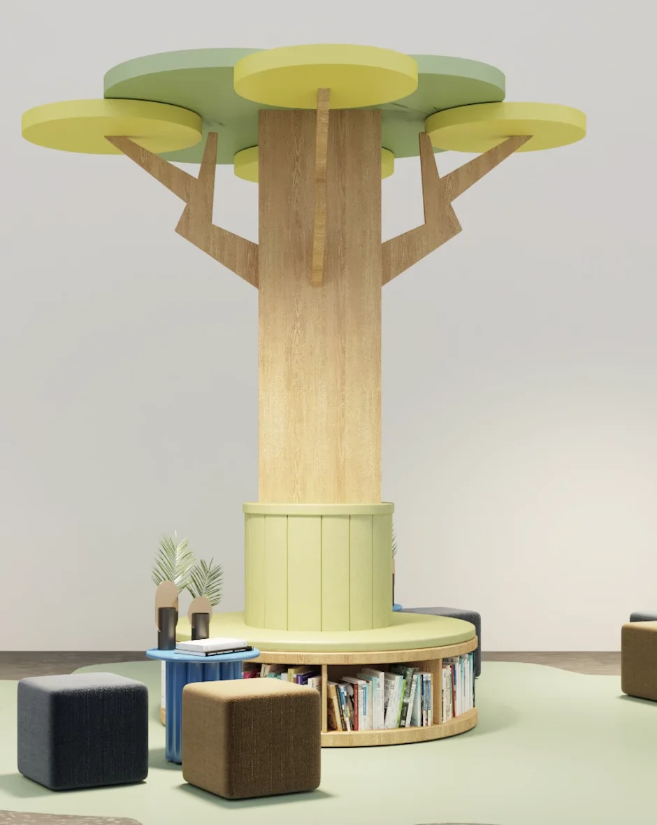 Wooden bookcase design Special-shaped bookshelf Floor-to-ceiling school library bookshelf