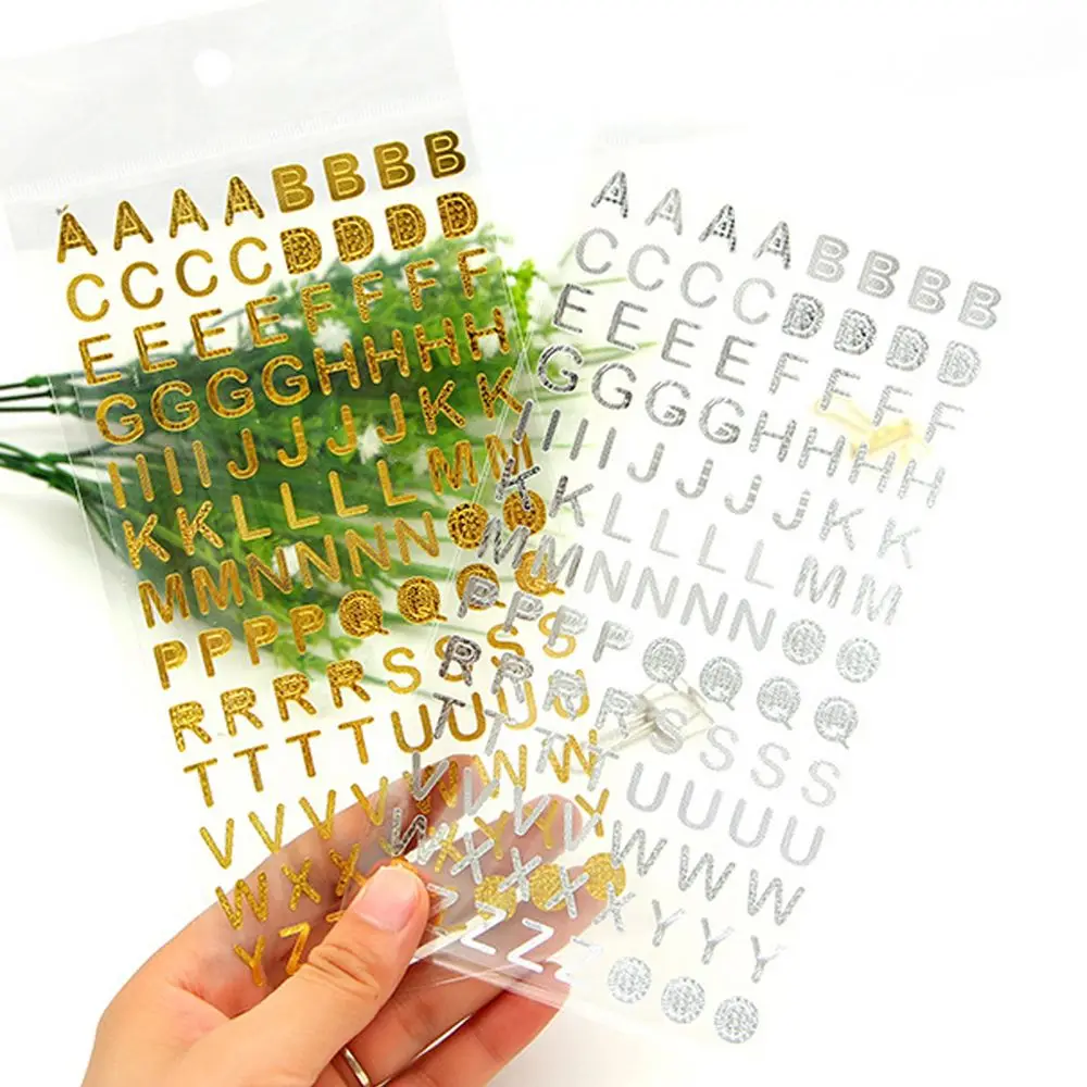 Decorative Scrapbooking Handbook Numbers Label Sticker Alphabet Stationery Sticker Bronzing Letters Numbers School Supplies