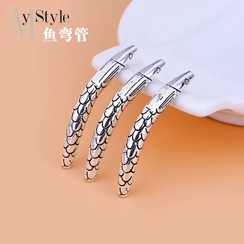 S925 pure silver elbow accessories Bracelet fish tube carp tube manual DIY jewelry beading material accessories