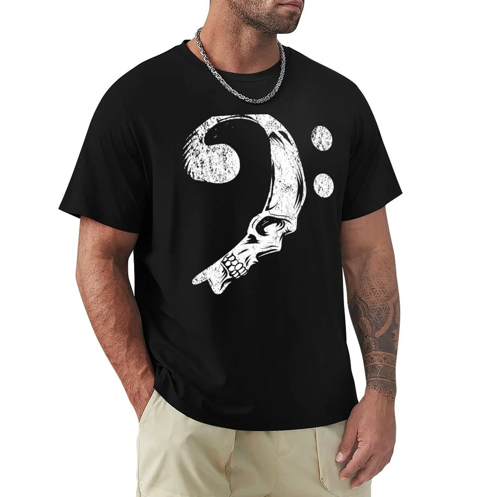 Bass clef skull shirt T-Shirt Thanksgiving Day Tee Top