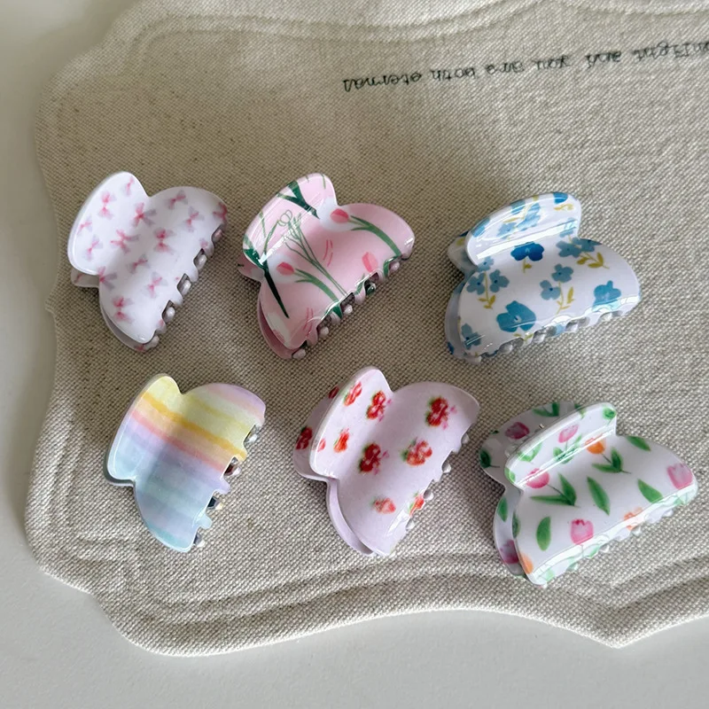 Broken flower series small grab clip advanced sense retro simple hairpin female back head hair accessories shark clip - view 3