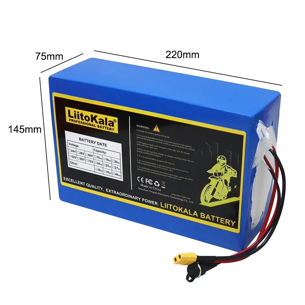 LiitoKala 36V 30Ah 10s6p 21700 Lithium Battery Pack 42V 500w 800w 1000w 1200w 1500w Batteries Cell Built in BMS