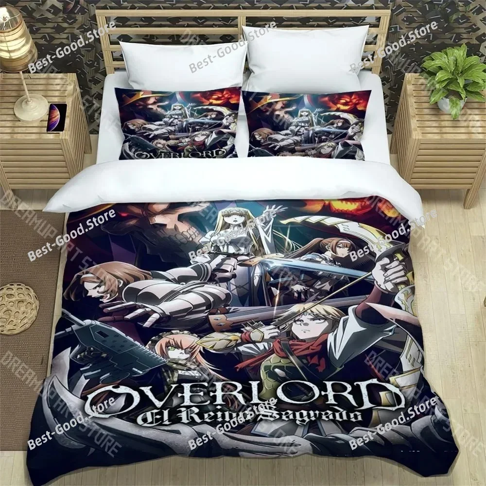 Overlord Fashion Print Three-piece Set Suitable for Kids or Adults Quilt Cover Pillowcase Bedding Set Birthday Gift