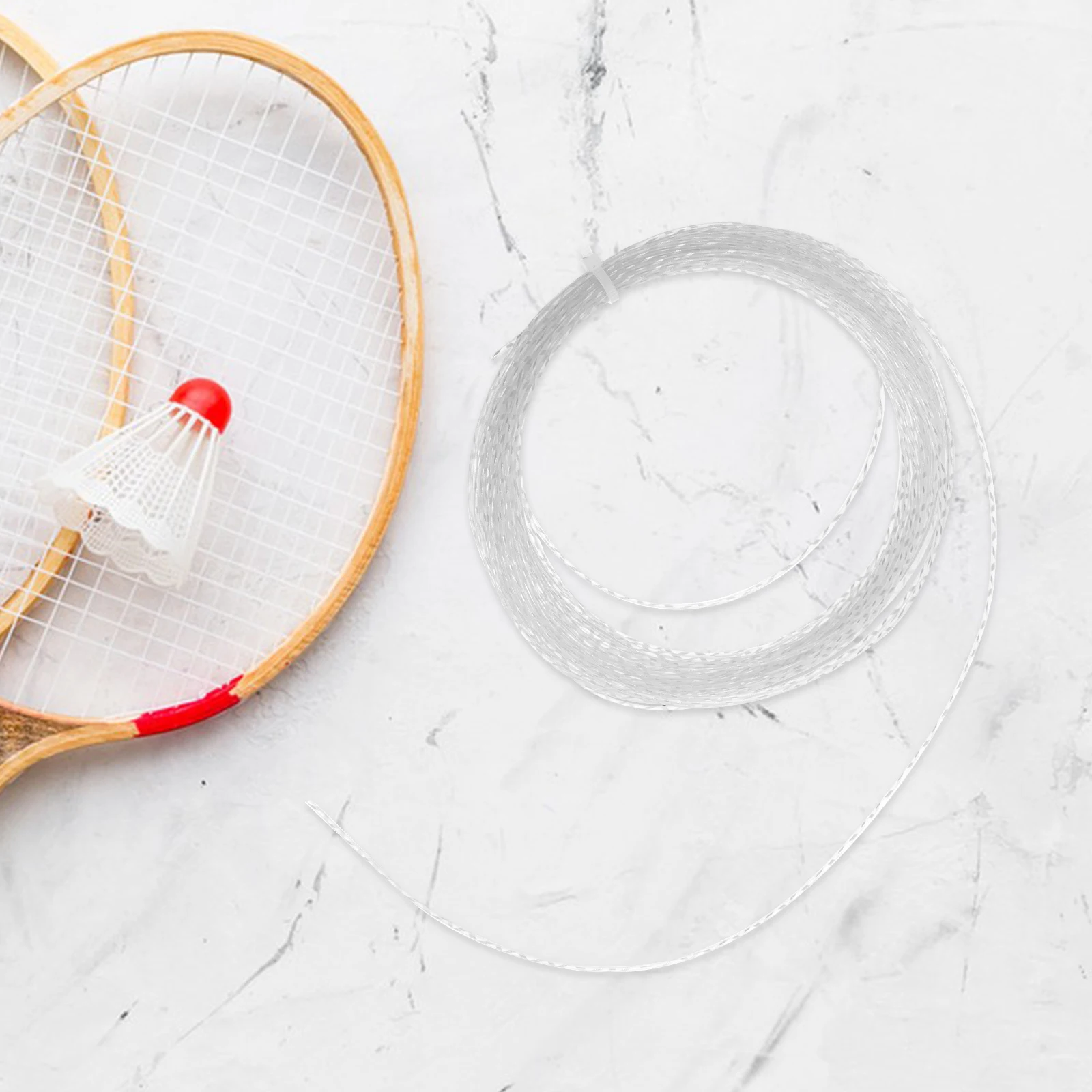 

Nylon Badminton Racket String White High Elasticity Shock Absorber Durable Long Lasting Replacement Line for Training Rackets