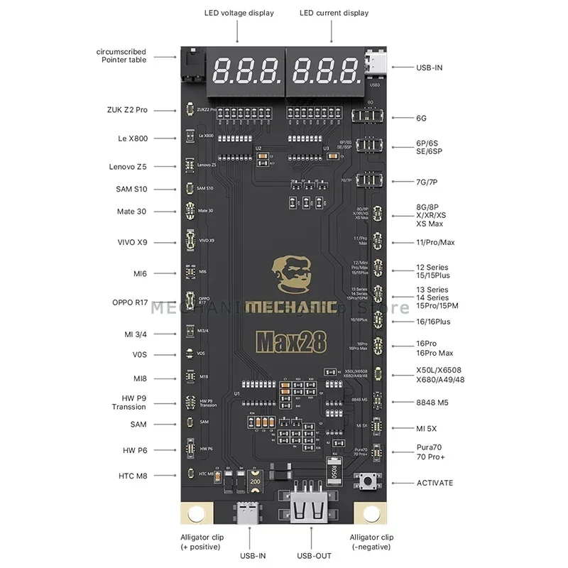 MECHANIC Max28 Battery Activation Detection Board for IPhone 6G-16 Pro Max Android Battery Fast Charge One-click Activation Tool