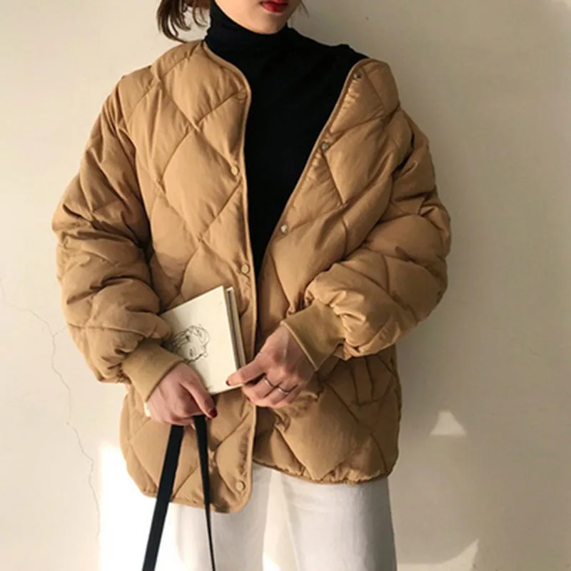 

Fashion Winter Outwear Woman Casual Jackets Solid Tops Korean Style Simple Fresh Stylish Warm Women Coat Loose Thicken