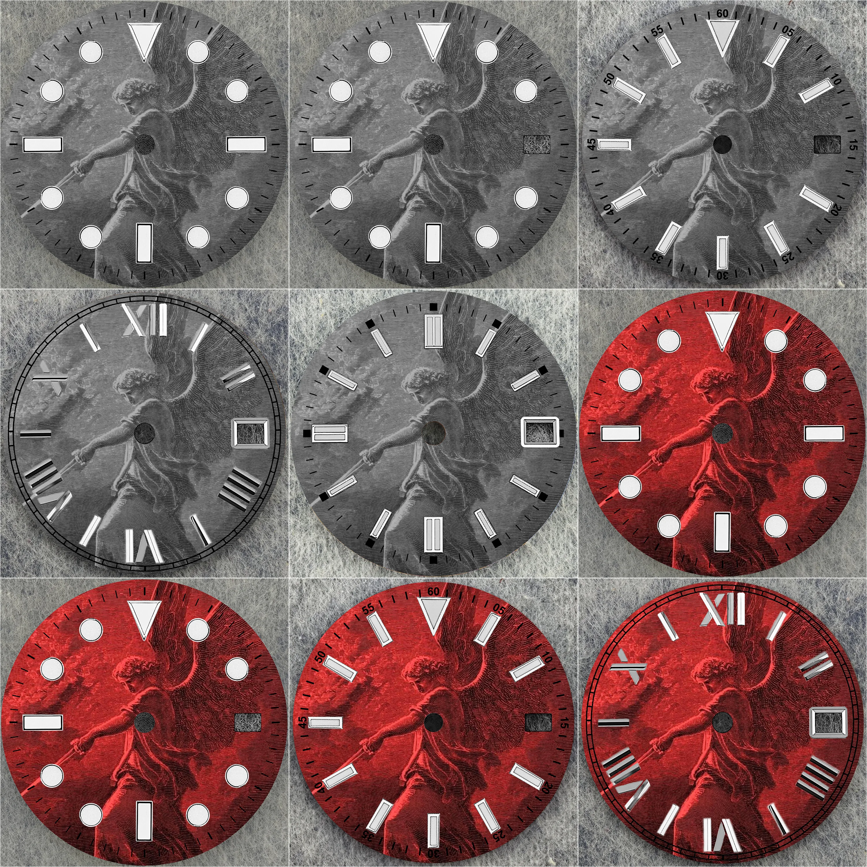 Esfera NH35 de 28,5mm, diseño de pintura de Ángel Retro, pieza de repuesto de alta calidad para relojes con movimiento NH35/NH38