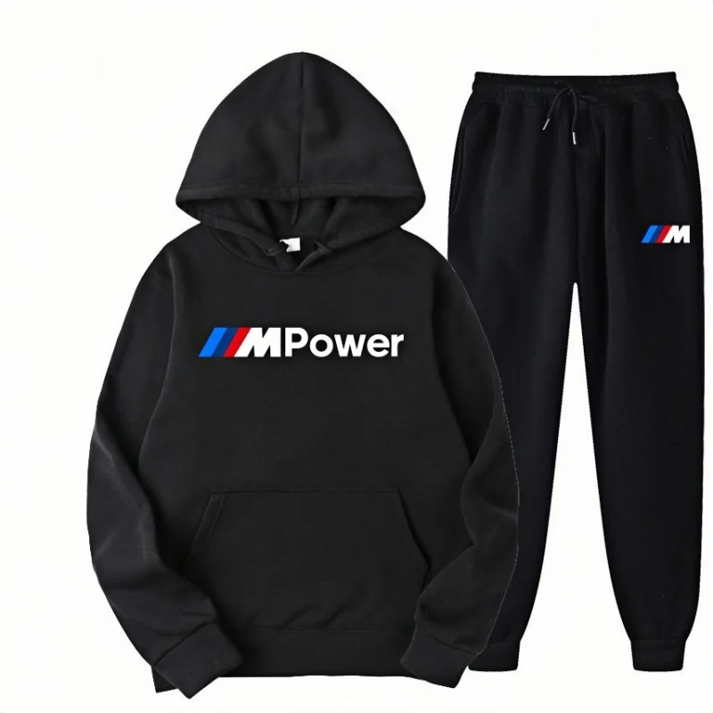 2025BMW Cross-Border New Arrival Trendy Sweater Suit Casual Sportswear Hooded Sweater Men's and Women's Running Sports Suit