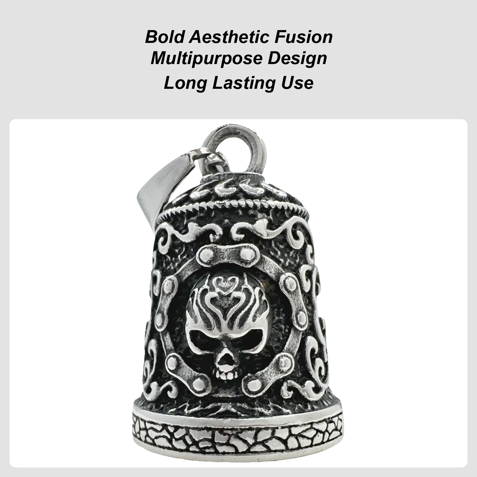 Motorcycle Bell Skull Motorcycle Ornaments Weatherproof Vintage Biker Pendant Rider Key Chain Riding Gear Accessories For Men
