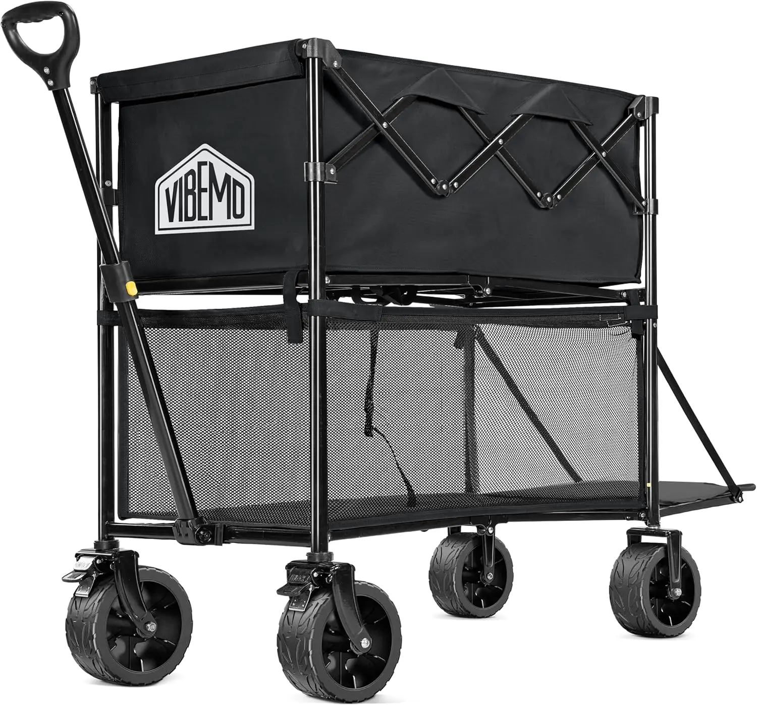 

Wagon Cart 400L Foldable Double Decker 450lbs Heavy Duty Garden Cart 47'' Extra-Long Extender Large Capacity Big Wheels Black