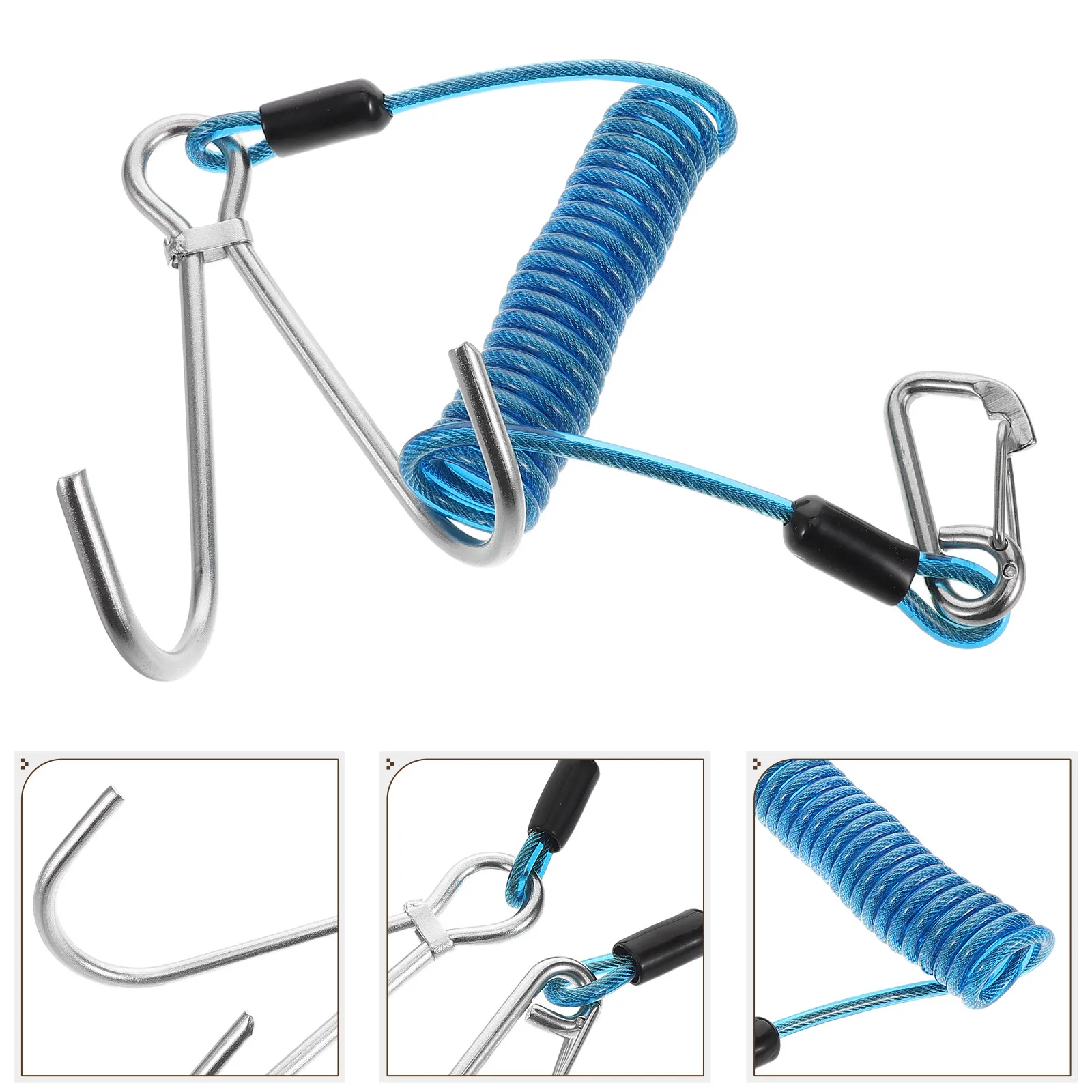 

Профессиональный двойной крюк из нержавеющей стали для дайвинга с пружинным тросом, безопасный крюк для подводной охоты и рыбалки