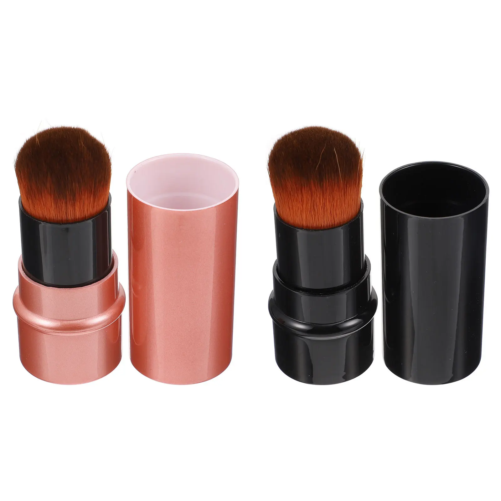 2Pcs Retractable Foundation Brush Soft Bristles Professional Makeup Powder Face Blusher Brush Portable Smooth