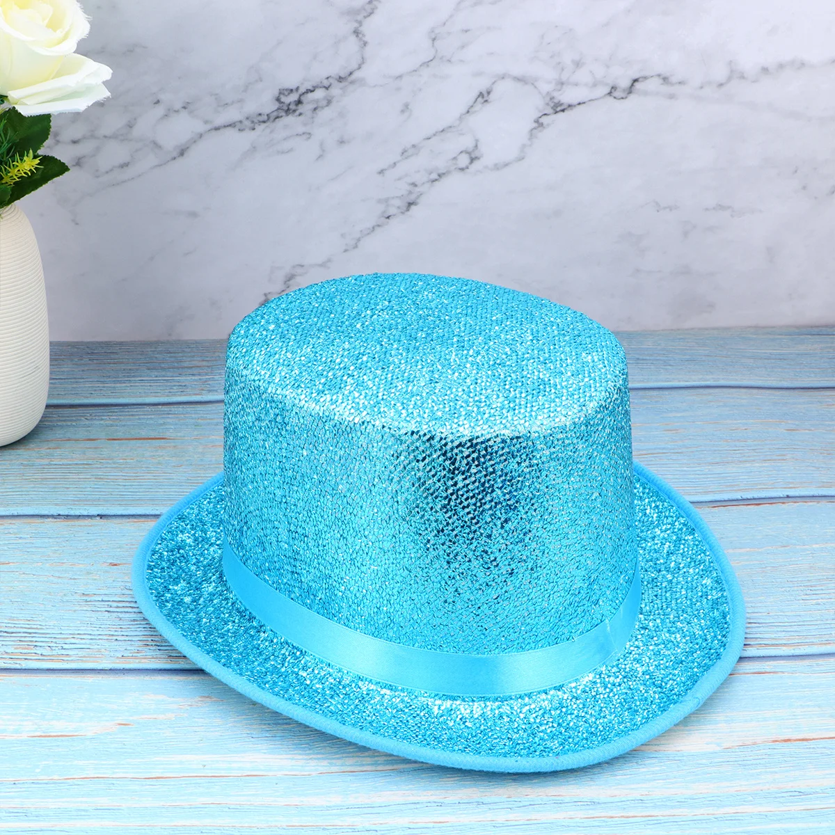 قبعة الترتر الخضراء أداء الحفلات التنكرية قبعة الساحر تنفس لينة سباركلي قبعة لامعة الترتر قبعات الحفلات للبالغين #3