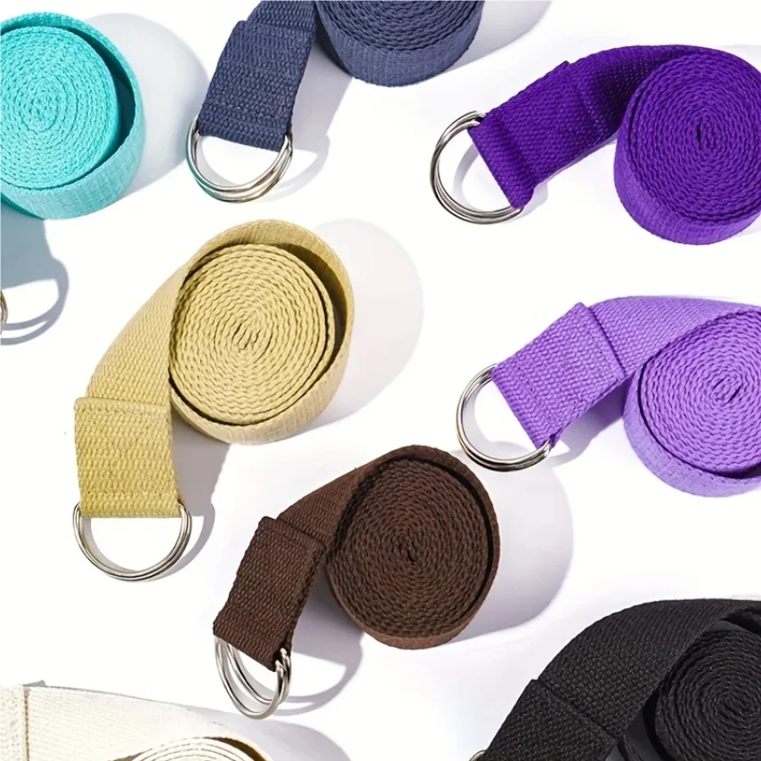 cm Yoga Stretching Belt Cotton Fitness Yoga Belt Adjustable Woven Elastic D-Ring Buckle Fitness Stretching Belt Pilates Rope