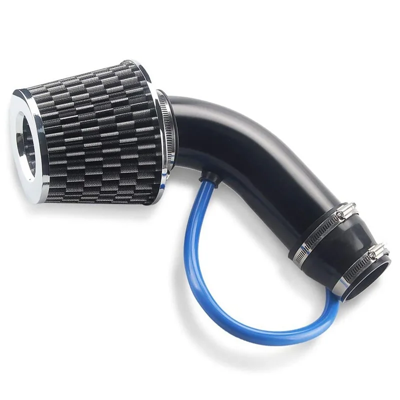 

Universal Car Racing Cool Air Intake Kit 3Inch Pipe Aluminium Automotive Filter Induction Low Hose and Clamp Kits,Black