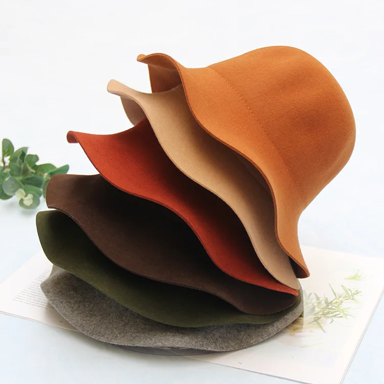 X4098 Version Leisure Light Board Wool Basin Hat Dome Wave Fisherman Hat Female Fashion Curling Top Hat Fedora Hats for Women