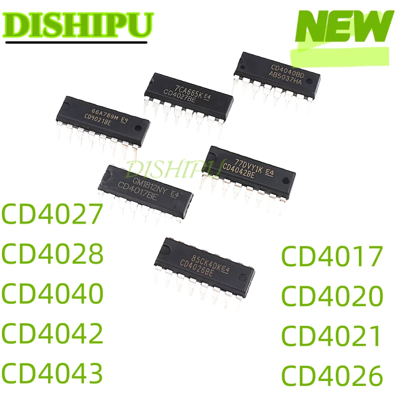 5PCS CD4017 CD4020 CD4021 CD4026 CD4027 CD4028 CD4040 CD4042 CD4043 chip