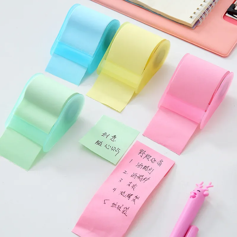 1 Roll Self-Stick Sticky Notes Memo Pads Tape with Dispenser for Kids Adults Students Home Office School Supplies wholesale